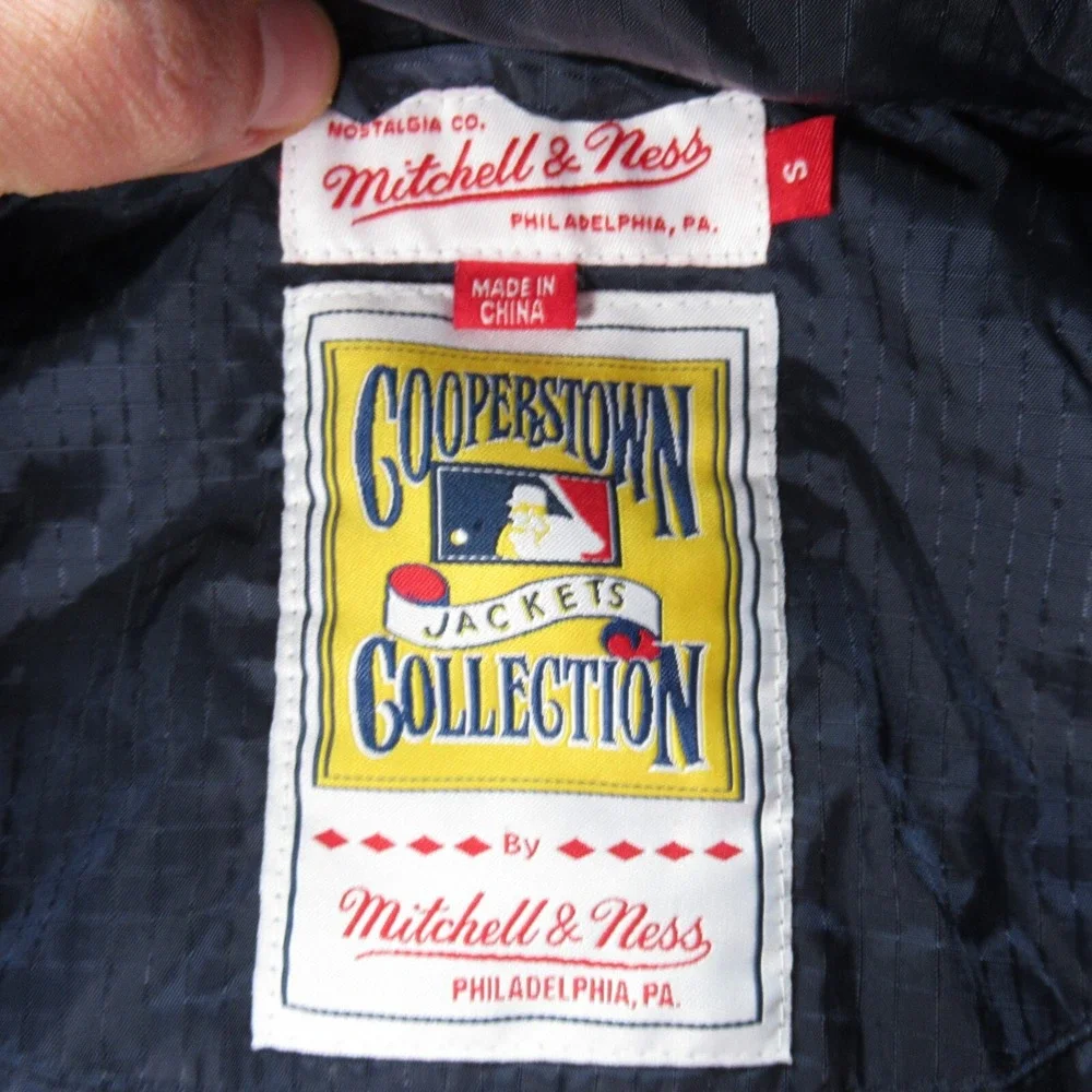 Boston Red Sox Jacket Mens Small Mitchell & Ness Blue Full Zip Wind Rain Ripstop